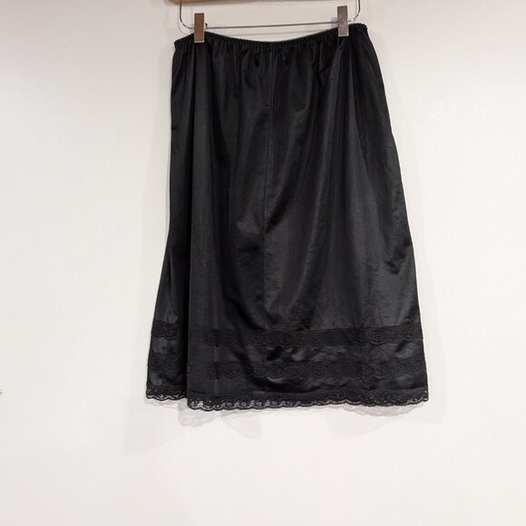Pink Lady Elastic Waist Slip with Lace Trim Black VINTAGE Size Large - Picture 3 of 3